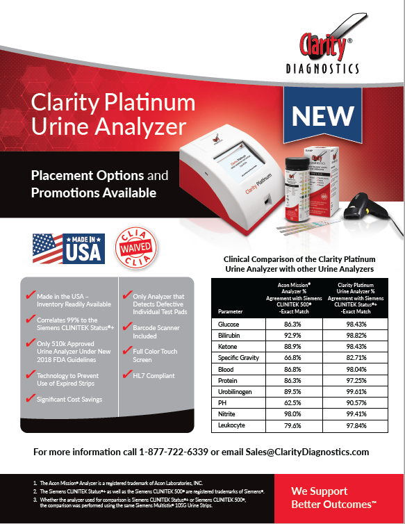 Clarity Platinum Urine Analyzer Clarity Diagnostics 3675