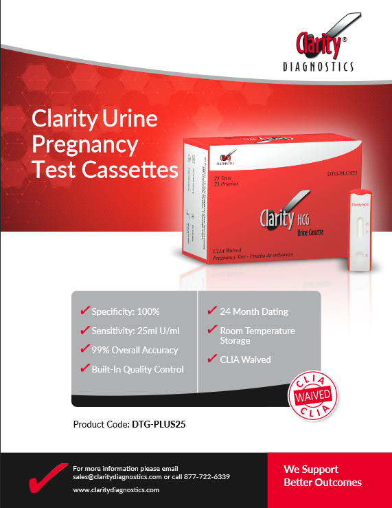 Clarity hCG Pregnancy Cassette Slick