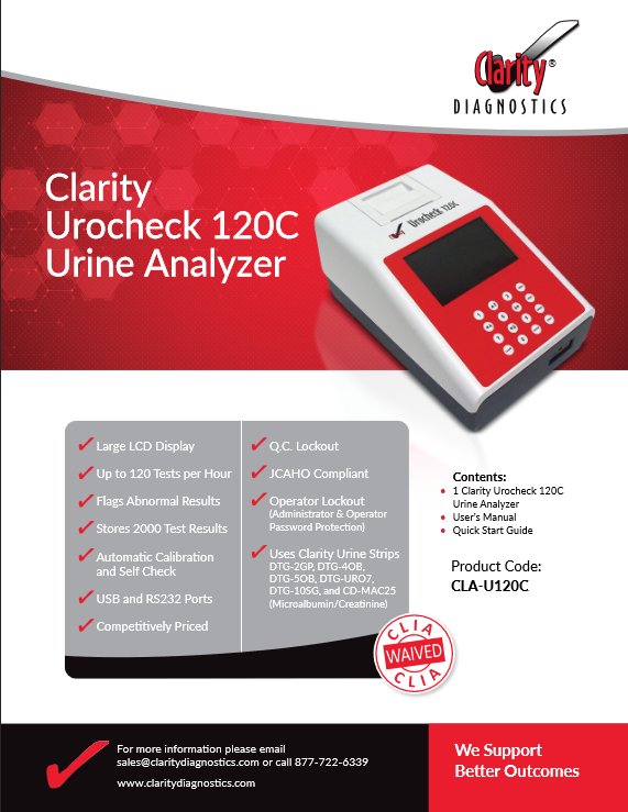 Clarity Urocheck 120C Urine Analyzer Slick (2022)